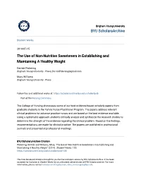The Use of Non-Nutritive Sweeteners in Establishing and Maintaining a Healthy Weight