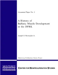 A History of Ballistic Missile Development in the DPRK