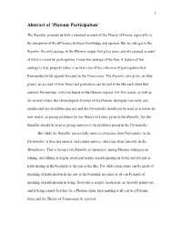 Abstract of 'Platonic Participation'
