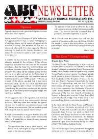 AUSTRALIAN BRIDGE FEDERATION INC. EDITORS: David & Sue Lusk NO