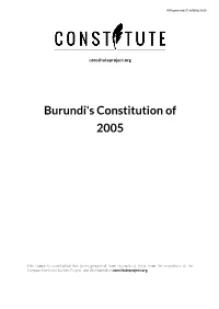Burundi's Constitution of 2005