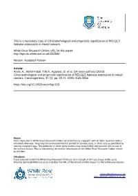 Clinicopathological and Prognostic Significance of RECQL5 Helicase Expression in Breast Cancers