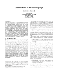 Continuations in Natural Language