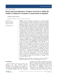 Evidence from Decir Within the Family of Subjective-Transitive Constructions in Spanish