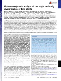 Phylotranscriptomic Analysis of the Origin and Early PNAS PLUS Diversification of Land Plants