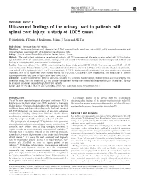 Ultrasound Findings of the Urinary Tract in Patients with Spinal Cord
