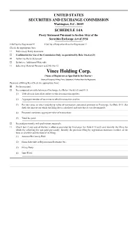 Vince Holding Corp. (Name of Registrant As Specified in Its Charter)