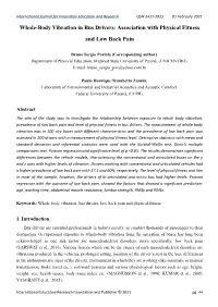 Whole-Body Vibration in Bus Drivers: Association with Physical Fitness and Low Back Pain