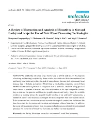 A Review of Extraction and Analysis of Bioactives in Oat and Barley and Scope for Use of Novel Food Processing Technologies