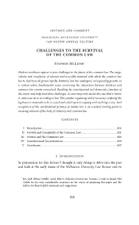 Challenges to the Survival of the Common Law
