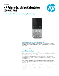 HP Prime Graphing Calculator (G8X92AA) Touch-Enabled