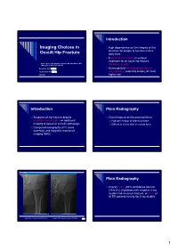 Imaging Choices in Occult Hip Fracture