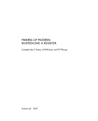 Makers of Modern Biomedicine: a Register
