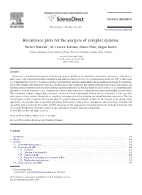 Recurrence Plots for the Analysis of Complex Systems Norbert Marwan∗, M