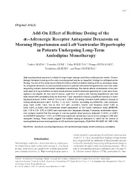 Add-On Effect of Bedtime Dosing of the Α1-Adrenergic Receptor