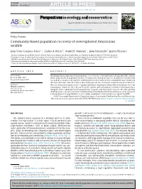 Community-Based Population Recovery of Overexploited Amazonian Wildlife
