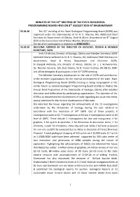 MINUTES of the 55Th MEETING of the STATE GEOLOGICAL PROGRAMMING BOARD HELD on 8TH AUGUST 2019 at BHUBANESWAR