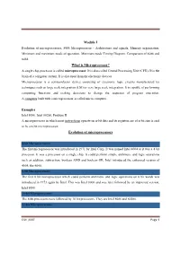 Module I What Is Microprocessor? Evolution of Microprocessors