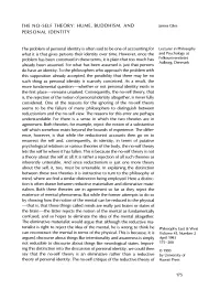 THE NO-SELF THEORY: HUME, BUDDHISM, and Jamesgiles PERSONAL IDENTITY