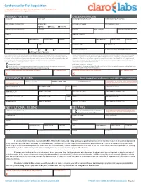 X X Cardiovascular Test Requisition X