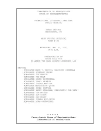 Commonwealth of Pennsylvania House of Representatives