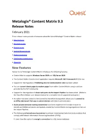 Content Matrix 9.3 Release Notes February 2021