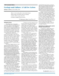 Geology and Culture: a Call for Action Tems Had Factored Geology Into Their Plans? How Can Our Own Perception Be So Eldridge M