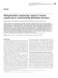 Impact of Exome Sequencing in Characterizing Mendelian Disorders