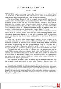 Notes on Keos and Tzia