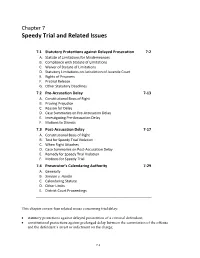 Speedy Trial and Related Issues