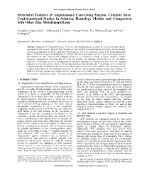 Structural Features of Angiotensin-I Converting Enzyme Catalytic Sites