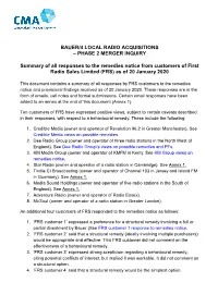 Summary of All Responses to Remedies by RFS Customers