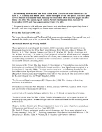 The Following Information Has Been Taken from "The Parish Dial" Edited