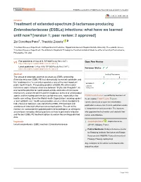 Treatment of Extended-Spectrum Β-Lactamase