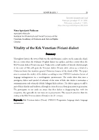 Vitality of the Krk Venetian (Veian) Dialect