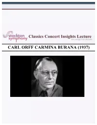 Carl Orff Carmina Burana (1937)