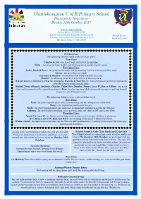 Chittlehampton C of E Primary School Fortnightly Newsletter Friday 13Th October 2017