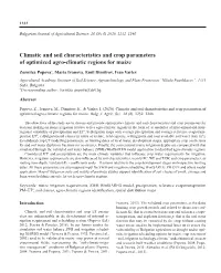 Climatic and Soil Characteristics and Crop Parameters of Optimized Agro-Climatic Regions for Maize