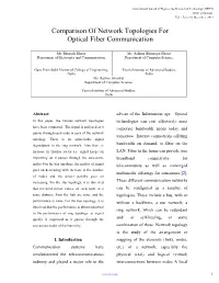 Comparison of Network Topologies for Optical Fiber Communication