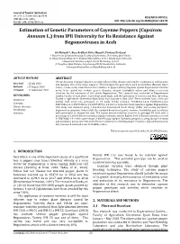 Estimation of Genetic Parameters of Cayenne Peppers (Capsicum Annuum L.) from IPB University for Its Resistance Against Begomoviruses in Aceh