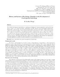 History and Systems of Psychology: Timelines in the Development of Contemporary Psychology