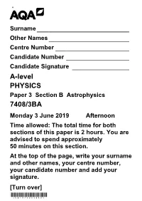 Paper 3 Section B Option a Astrophysics