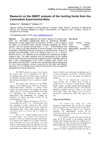 Research on the SWOT Analysis of the Hunting Funds from the Caransebes Experimental Base