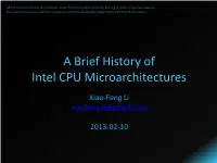 A Brief History of Intel CPU Microarchitectures