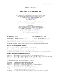 Curriculum Vitae Professor Sir Peter Crane