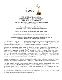 Daytime Emmy® Awards Broadcast Live from the Las Vegas Hilton on the CBS Television Network