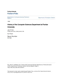 History of the Computer Sciences Department at Purdue University