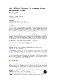 Julia's Efficient Algorithm for Subtyping Unions and Covariant