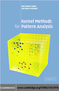 Kernel Methods for Pattern Analysis