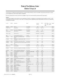 Points of View Reference Center Database Coverage List